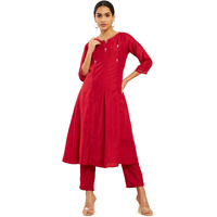 Soch Women Red Cotton Blend Salwar Suit