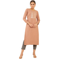 Soch Onion Pink Viscose Rayon Kurta With Embroidered Yoke