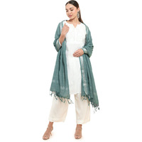 Soch Women Blue Cotton Blend Solid Dupatta