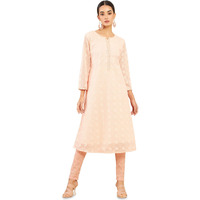 Soch Women Pink Solid 3/4 Sleeve Kurti