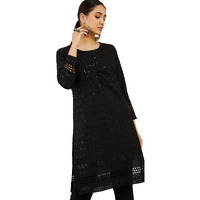 Soch Women Cotton Floral Black Kurta