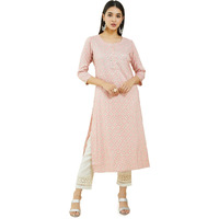 Soch Women Pink Rayon Embroidered Kurta