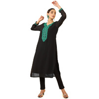 Soch Women Black Georgette Embroidered Kurta