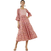 Soch Women Pink Rayon Floral Kurta(Pink_2Xl)