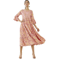 Soch Women Pink Rayon Floral Kurta(Pink_S)