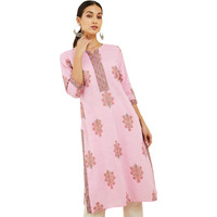 Soch Women Pink Cotton Floral Kurta