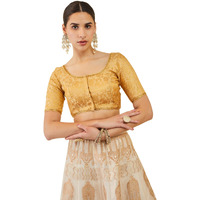 Soch Women Gold Art Silk Blouse With Zari Woven Brocade Floral Designs(Gold_34)
