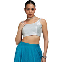 Soch Women's Chiffon Regular Fit Blouse_Silver 38