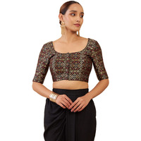 Soch Black Art Silk Blouse With Woven Designs