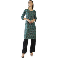 Soch Women Teal Rayon Printed Kurta(Teal_S)