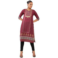 Soch Women Maroon Polyester Printed Kurta(8907715865608_Maroon_X-Large)