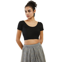 Soch Black Spandex Prince Cut Blouse