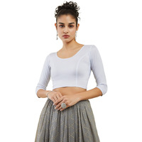 Soch Women's Silver Spandex 3/4 Sleeve Prince Cut Blouse, 34