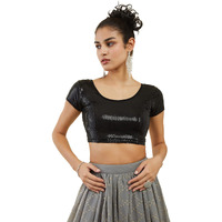 Soch Womens Black Cotton Hosiery Sequinned Blouse