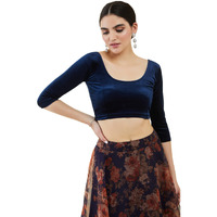 Soch Navy Blue Princess Cut Velvet Blouse