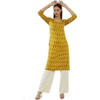 Soch Women Rayon Printed Kurta (Mustard_Xs)