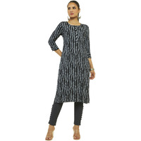 Soch Women Black Rayon Printed Kurta(8907715912951_Black_S)