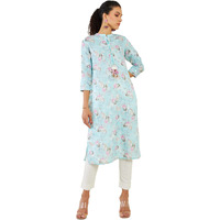 Soch Women Light Blue Linen Printed Kurta(8907715915280_Light Blue_Xs)