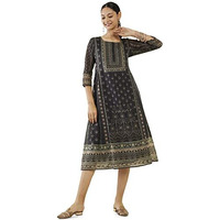 Soch Women Black Chanderi Floral Kurta(Black_L)