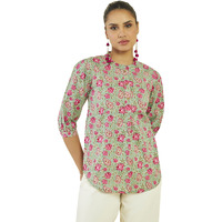 Soch Women Green Cotton Floral Tunic(8907715936995_Green_Xs)