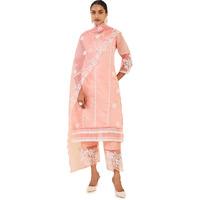 Soch Women Pink Chanderi Floral Suit Set (8907715942538_Pink_Xl)