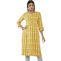 Soch Women Yellow Rayon Geometric Kurta (8907715946093_Yellow_S)
