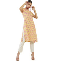 Soch Women Yellow Rayon Printed Kurta(8907715970173_Yellow_S)