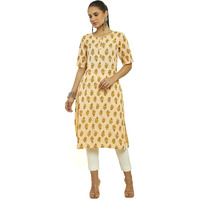 Soch Women Beige Rayon Floral Print Kurta(8907715970531_Beige_S)