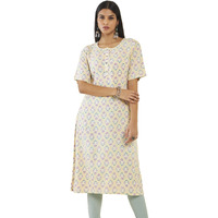 Soch Women Yellow Rayon Floral Kurta (8907715971002_Yellow_Xs)