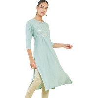 Soch Women Green Rayon Embellished Kurta(8907715976137_Green_S)