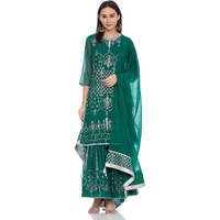 W For Woman Straight Georgette Kurta (18Fesp11560-50701_Green_18)