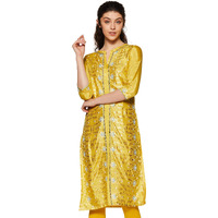 W For Woman Women's Synthetic Kurta (18Auw11527-110553_Yellow_S (8))