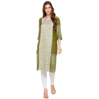 Aurelia Women's Synthetic Kurta (19Fea10420-700108_Green_X-Small)