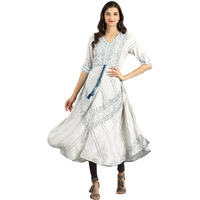 W For Woman Women's Anarkali Kurta (19Few11640-111055_Light Grey_16)