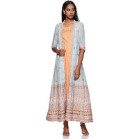 W For Woman Women's Cotton Straight Fit Kurta (19Few12336-112496_Blue_12)