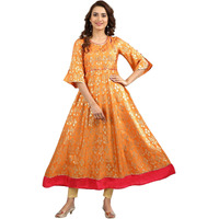 Aurelia Women A-Line Maxi Rayon Dress (19Aua10796-500616_Orange_S)