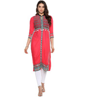 W For Woman Women's Rayon Kurta (19Few17426-12355_Pink_6)