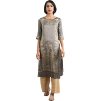 W For Woman Women's Satin Kurta (19Auw12913-112653_Grey_Xs (6))