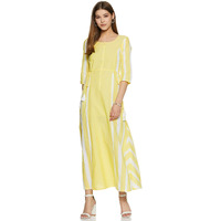 W For Woman Cotton A-Line Dress (20Fea11314-700924_Yellow_Large)