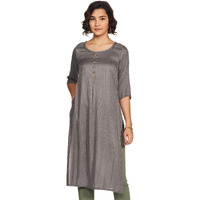 Aurelia Women's Rayon Kurta (20Fea11180-601167_Grey_X-Small)