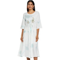W For Woman Women's Viscose Flared Knee-Length Dress (21Few13578-114396_Light Blue_16)