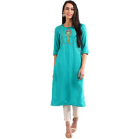 Aurelia Women's Rayon Regular Kurta (21Fea11498-601485_Blue_M)
