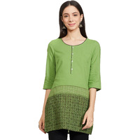 Aurelia Women's Cotton Regular Kurta (20Cra30251-702031_Green_Xs)