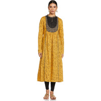 W For Woman Women Fit And Flare Dress, Yellow, M