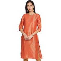 W For Woman Women's Cotton Regular Kurta (20Auw14360-311826_Orange_3Xl)