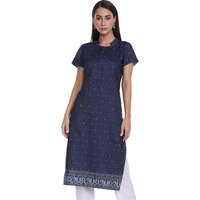 Aurelia Women's Cotton Regular Kurta (21Fea11782-701819_Navy_Xs)