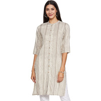 W For Woman Women's Rayon Regular Kurta (20Auw14647-116399_Ecru_L)