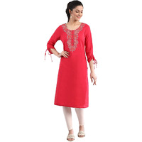 Aurelia Women's Cotton Regular Kurta (21Fea12282-702161_Pink_Xs)