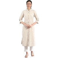 Aurelia Women's Cotton Regular Kurta (21Fea12224-702103_Beige_Xs)