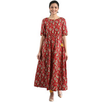 Aurelia Women's Polyester Loose Kurta (21Fea12287-502807_Brown_M)